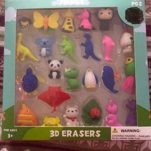 25 Piece 3D Erasers